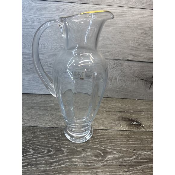 MIKASA Crystal JAMESTOWN GOLD Trim Pitcher 11” Tall - Picture 2 of 8